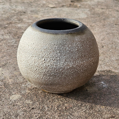 Small crackle moonjar lichen glaze urchin vase